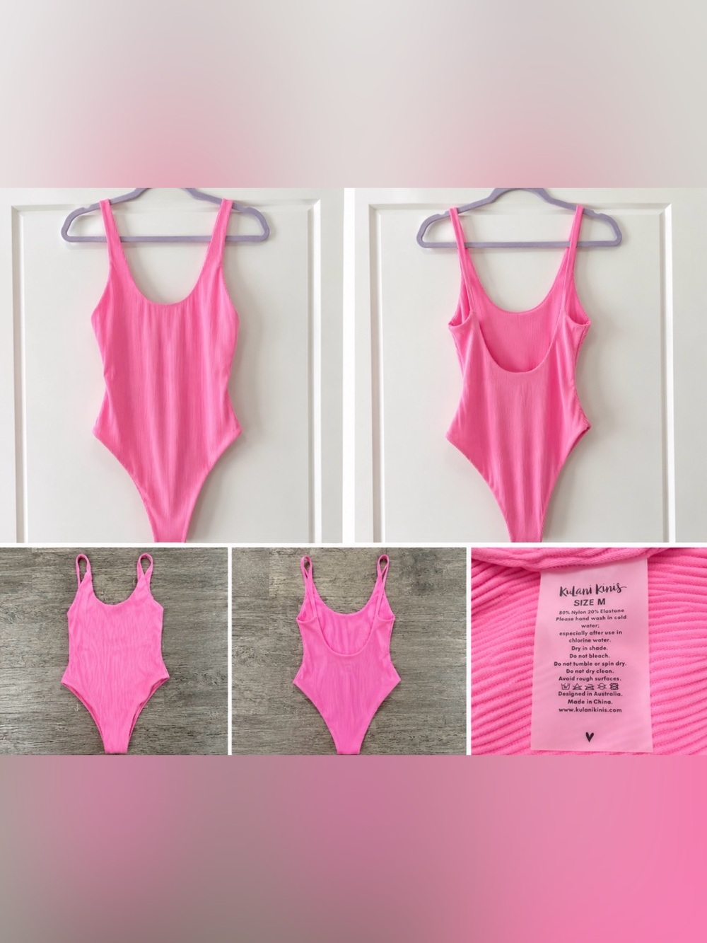 Kulani Kinis One-Piece Swimsuit - Hot Pink Ribbed